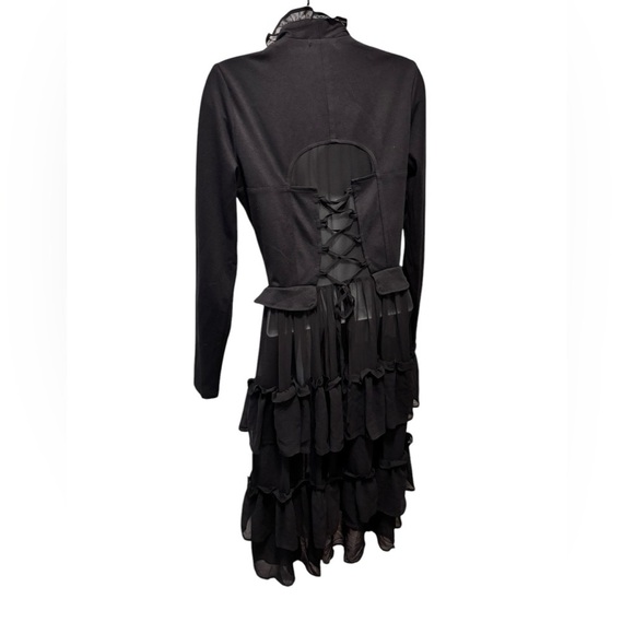 Hot Topic Black Sweetheart Double-Breasted Tiered Ruffle Jacket S Steampunk Goth - Picture 10 of 12